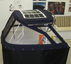 solar panel on canvas boat cover